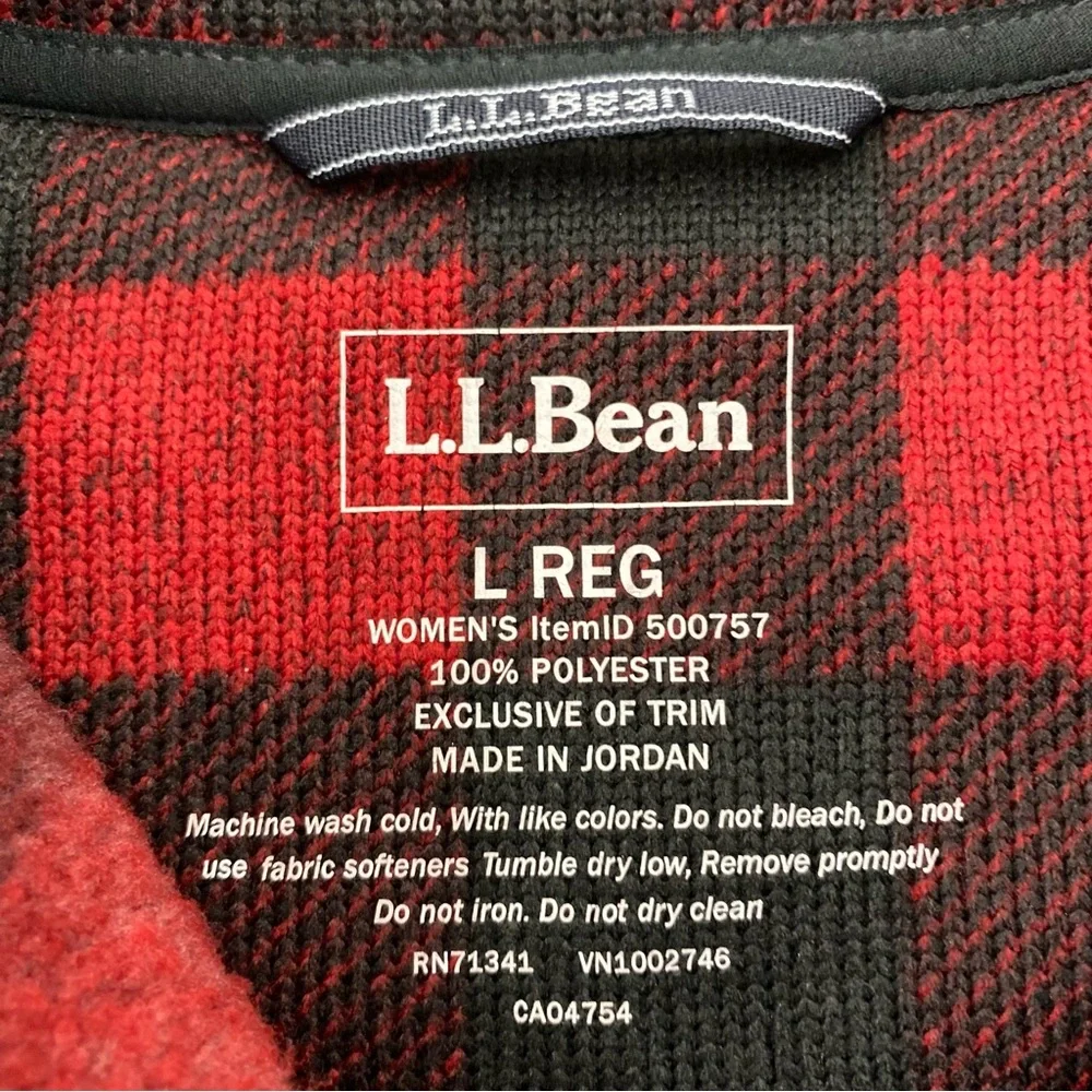 LL Bean Snap Fleece Sweater Women's Pullover Buffalo Plaid Size Large 500757 EUC - Picture 5 of 9